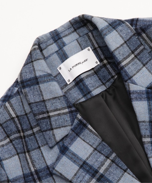 LA POMME petit(ラポミ・プチ)の「Check Frill Decorate Jacket/チェック柄フリルジャケット(テーラードジャケット・レディース・ブラウン/ブラック/ブルー・FREE)」の11枚目の写真