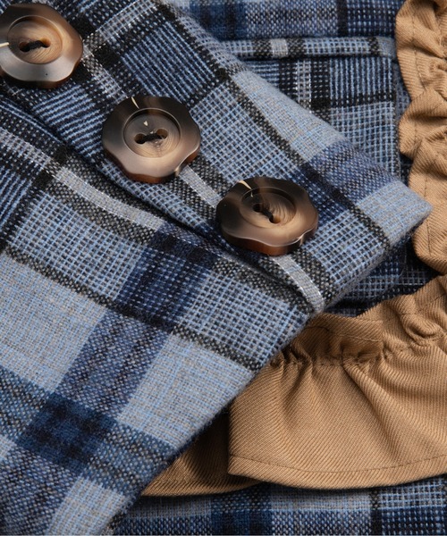 LA POMME petit(ラポミ・プチ)の「Check Frill Decorate Jacket/チェック柄フリルジャケット(テーラードジャケット・レディース・ブラウン/ブラック/ブルー・FREE)」の14枚目の写真