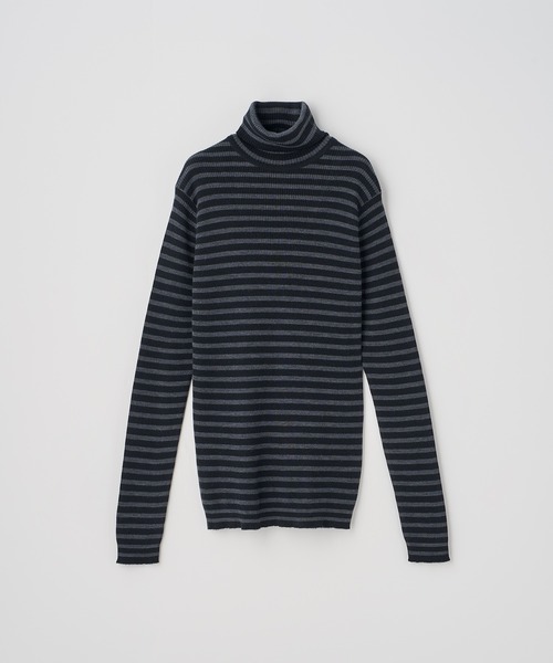 JOHN SMEDLEY(ジョンスメドレー)の「リブタートルネック ボーダー柄長袖ニットプルオーバー(ニット/セーター・レディース・その他・S)」の2枚目の写真