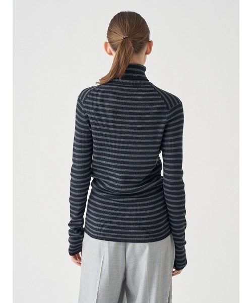 JOHN SMEDLEY(ジョンスメドレー)の「リブタートルネック ボーダー柄長袖ニットプルオーバー(ニット/セーター・レディース・その他・S)」の7枚目の写真