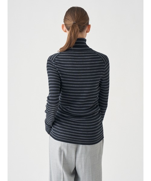 JOHN SMEDLEY(ジョンスメドレー)の「リブタートルネック ボーダー柄長袖ニットプルオーバー(ニット/セーター・レディース・その他・S)」の8枚目の写真