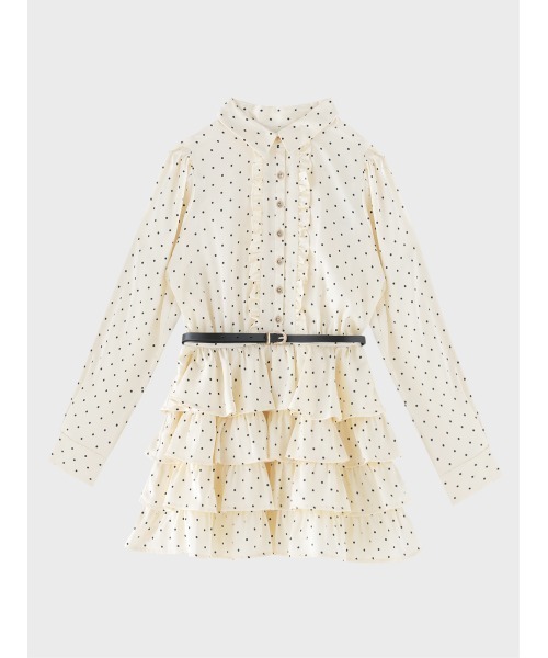 M me eme(エムミーエメ)の「Classical dot tiered onepiece(eme10727)(ワンピース・レディース・ブラック/ベージュ・FREE)」の3枚目の写真