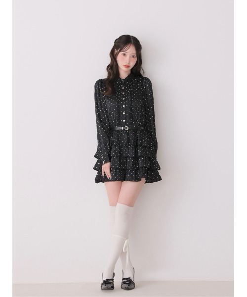 M me eme(エムミーエメ)の「Classical dot tiered onepiece(eme10727)(ワンピース・レディース・ブラック/ベージュ・FREE)」の9枚目の写真