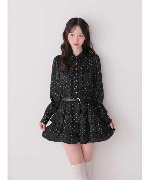 M me eme(エムミーエメ)の「Classical dot tiered onepiece(eme10727)(ワンピース・レディース・ブラック/ベージュ・FREE)」の8枚目の写真