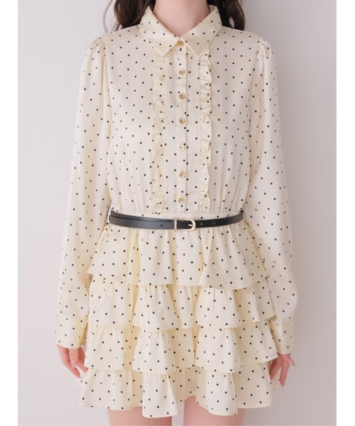 M me eme(エムミーエメ)の「Classical dot tiered onepiece(eme10727)(ワンピース・レディース・ブラック/ベージュ・FREE)」の10枚目の写真