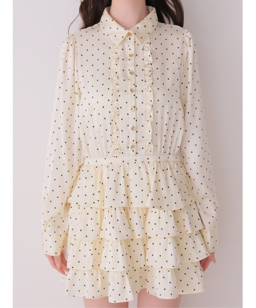 M me eme(エムミーエメ)の「Classical dot tiered onepiece(eme10727)(ワンピース・レディース・ブラック/ベージュ・FREE)」の12枚目の写真