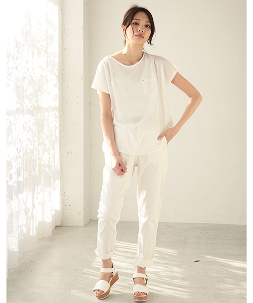 one after another NICE CLAUP（ワンアフターアナザーナイスクラップ）の「【ナイスクラップ】ハイウェストテーパードパンツ（その他パンツ・レディース・オフホワイト/ブルー/インディゴブルー・FREE）」の20枚目の写真