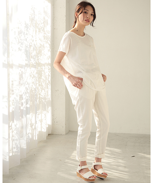 one after another NICE CLAUP（ワンアフターアナザーナイスクラップ）の「【ナイスクラップ】ハイウェストテーパードパンツ（その他パンツ・レディース・オフホワイト/ブルー/インディゴブルー・FREE）」の21枚目の写真