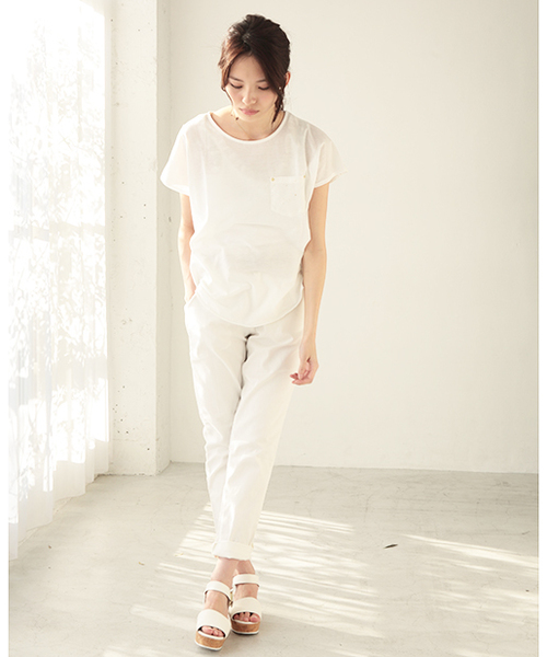 one after another NICE CLAUP（ワンアフターアナザーナイスクラップ）の「【ナイスクラップ】ハイウェストテーパードパンツ（その他パンツ・レディース・オフホワイト/ブルー/インディゴブルー・FREE）」の16枚目の写真