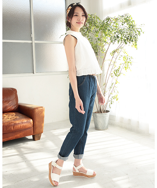 one after another NICE CLAUP（ワンアフターアナザーナイスクラップ）の「【ナイスクラップ】ハイウェストテーパードパンツ（その他パンツ・レディース・オフホワイト/ブルー/インディゴブルー・FREE）」の17枚目の写真