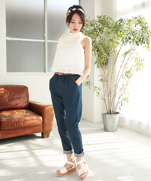 one after another NICE CLAUP（ワンアフターアナザーナイスクラップ）の「【ナイスクラップ】ハイウェストテーパードパンツ（その他パンツ・レディース・オフホワイト/ブルー/インディゴブルー・FREE）」の18枚目の写真