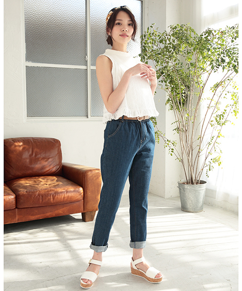 one after another NICE CLAUP（ワンアフターアナザーナイスクラップ）の「【ナイスクラップ】ハイウェストテーパードパンツ（その他パンツ・レディース・オフホワイト/ブルー/インディゴブルー・FREE）」の19枚目の写真