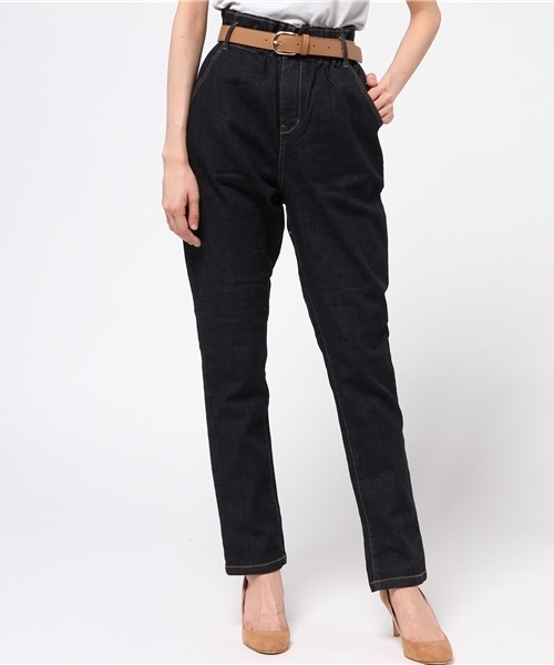 one after another NICE CLAUP（ワンアフターアナザーナイスクラップ）の「【ナイスクラップ】ハイウェストテーパードパンツ（その他パンツ・レディース・オフホワイト/ブルー/インディゴブルー・FREE）」の2枚目の写真