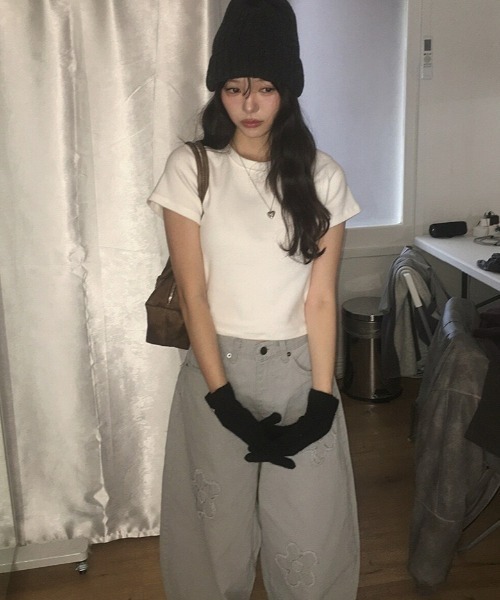 LAMPOON(ランプーン)の「フラワーデニムパンツ(デニムパンツ・レディース・グレー・LARGE/MEDIUM/SMALL)」の14枚目の写真