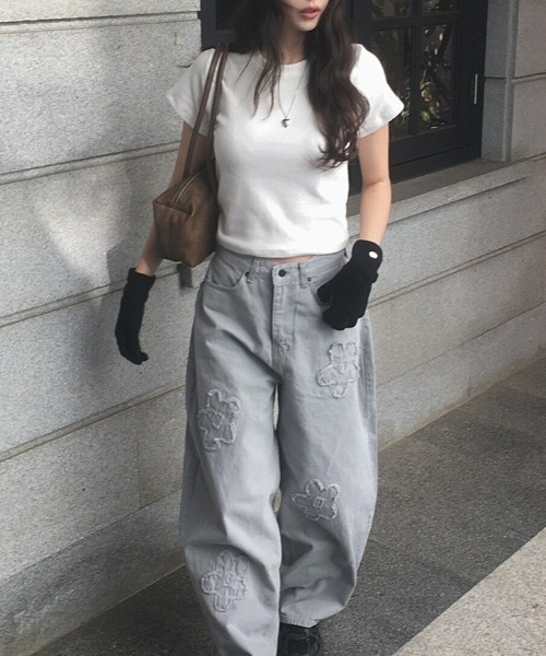 LAMPOON(ランプーン)の「フラワーデニムパンツ(デニムパンツ・レディース・グレー・LARGE/MEDIUM/SMALL)」の16枚目の写真