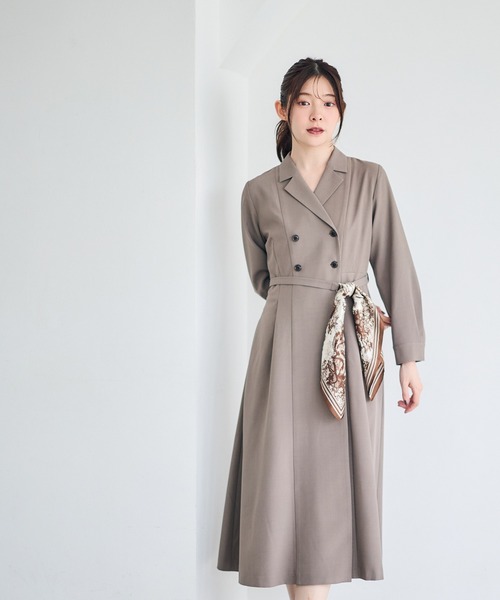12Twelve Agenda（トゥエルブ　アジェンダ）の「ダブルテーラード衿シャツワンピース（ワンピース・レディース・ブラック/ブラウン/チャコールグレー・M）」の8枚目の写真