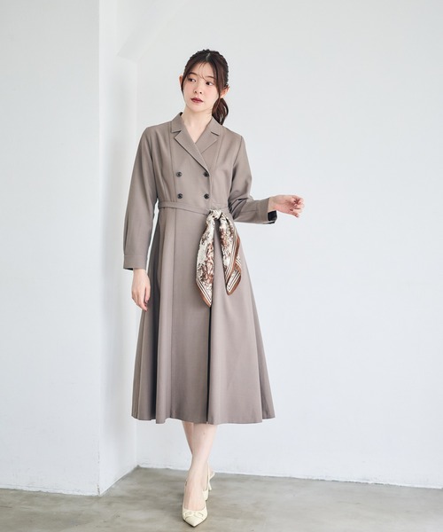12Twelve Agenda（トゥエルブ　アジェンダ）の「ダブルテーラード衿シャツワンピース（ワンピース・レディース・ブラック/ブラウン/チャコールグレー・M）」の10枚目の写真