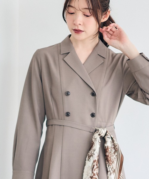 12Twelve Agenda（トゥエルブ　アジェンダ）の「ダブルテーラード衿シャツワンピース（ワンピース・レディース・ブラック/ブラウン/チャコールグレー・M）」の11枚目の写真