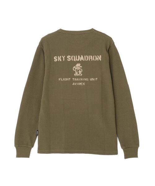 AVIREX(アヴィレックス)の「《WEB&DEPOT限定》MINI WAFFLE L/S T-SHIRT / ミニワッフル 長袖Tシャツ / AVIREX / アヴィレックス(Tシャツ/カットソー・メンズ・ホワイト/グレー/オリーブ系/ブラック・M/L/2XL/S/XL)」の4枚目の写真