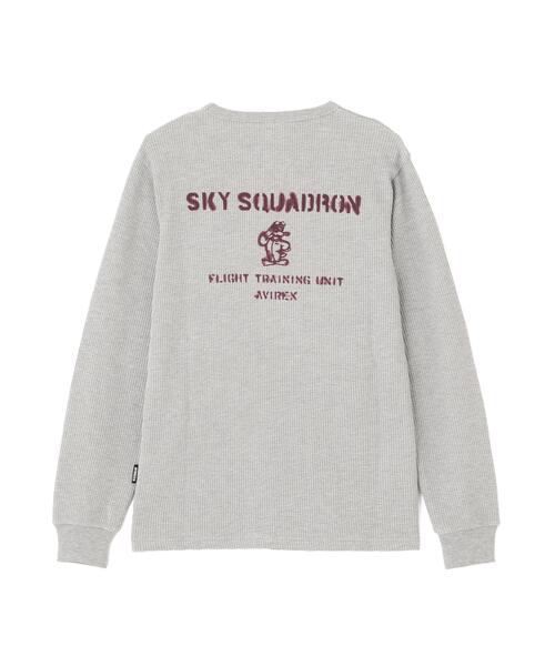 AVIREX(アヴィレックス)の「《WEB&DEPOT限定》MINI WAFFLE L/S T-SHIRT / ミニワッフル 長袖Tシャツ / AVIREX / アヴィレックス(Tシャツ/カットソー・メンズ・ホワイト/グレー/オリーブ系/ブラック・M/L/2XL/S/XL)」の3枚目の写真