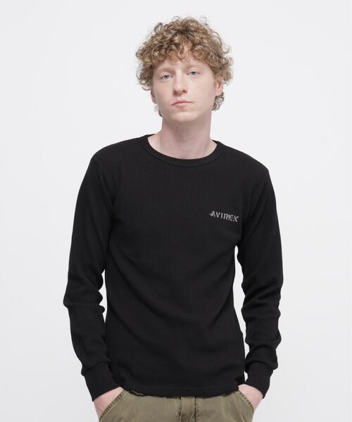 AVIREX(アヴィレックス)の「《WEB&DEPOT限定》MINI WAFFLE L/S T-SHIRT / ミニワッフル 長袖Tシャツ / AVIREX / アヴィレックス(Tシャツ/カットソー・メンズ・ホワイト/グレー/オリーブ系/ブラック・M/L/2XL/S/XL)」の5枚目の写真