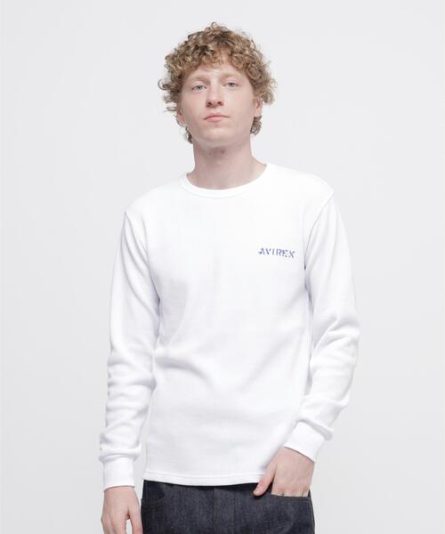 AVIREX(アヴィレックス)の「《WEB&DEPOT限定》MINI WAFFLE L/S T-SHIRT / ミニワッフル 長袖Tシャツ / AVIREX / アヴィレックス(Tシャツ/カットソー・メンズ・ホワイト/グレー/オリーブ系/ブラック・M/L/2XL/S/XL)」の6枚目の写真
