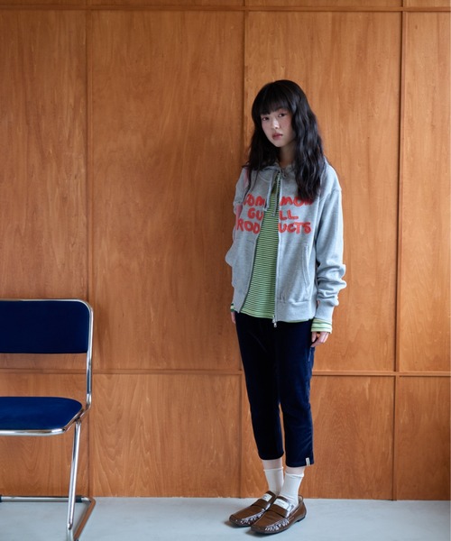 common gull products.（コモンガルプロダクツ）の「common gull products. waffle zip hoodie（パーカー・レディース・ネイビー/オレンジ/アイボリー/ミント/杢グレー・SMALL/MEDIUM/LARGE）」の9枚目の写真
