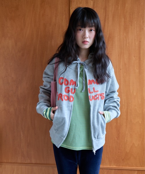 common gull products.（コモンガルプロダクツ）の「common gull products. waffle zip hoodie（パーカー・レディース・ネイビー/オレンジ/アイボリー/ミント/杢グレー・SMALL/MEDIUM/LARGE）」の10枚目の写真