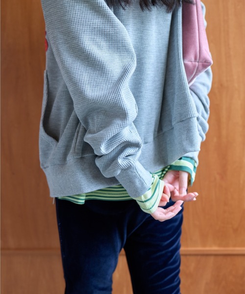 common gull products.（コモンガルプロダクツ）の「common gull products. waffle zip hoodie（パーカー・レディース・ネイビー/オレンジ/アイボリー/ミント/杢グレー・SMALL/MEDIUM/LARGE）」の12枚目の写真