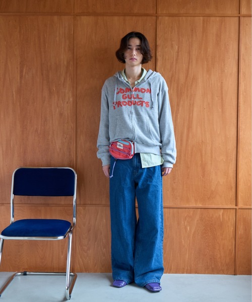 common gull products.（コモンガルプロダクツ）の「common gull products. waffle zip hoodie（パーカー・レディース・ネイビー/オレンジ/アイボリー/ミント/杢グレー・SMALL/MEDIUM/LARGE）」の18枚目の写真