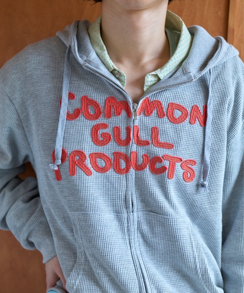 common gull products.（コモンガルプロダクツ）の「common gull products. waffle zip hoodie（パーカー・レディース・ネイビー/オレンジ/アイボリー/ミント/杢グレー・SMALL/MEDIUM/LARGE）」の20枚目の写真