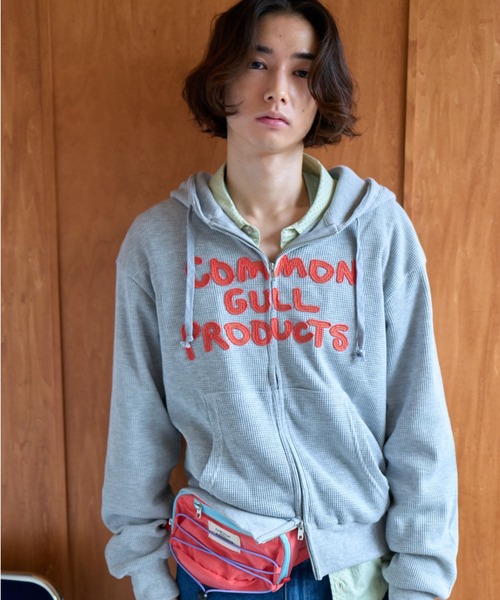 common gull products.（コモンガルプロダクツ）の「common gull products. waffle zip hoodie（パーカー・レディース・ネイビー/オレンジ/アイボリー/ミント/杢グレー・SMALL/MEDIUM/LARGE）」の21枚目の写真