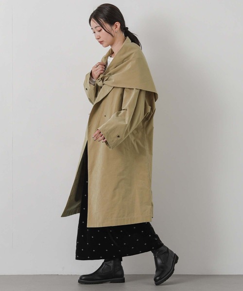 Gready Brilliant(グレディブリリアン)の「ピーチスタンドスカーフ付(ノーカラーコート・レディース・ベージュ/カーキ・38)」の5枚目の写真