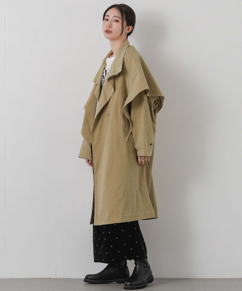 Gready Brilliant(グレディブリリアン)の「ピーチスタンドスカーフ付(ノーカラーコート・レディース・ベージュ/カーキ・38)」の10枚目の写真