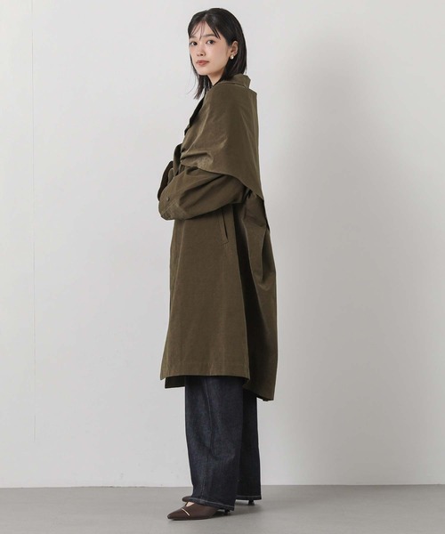 Gready Brilliant(グレディブリリアン)の「ピーチスタンドスカーフ付(ノーカラーコート・レディース・ベージュ/カーキ・38)」の19枚目の写真