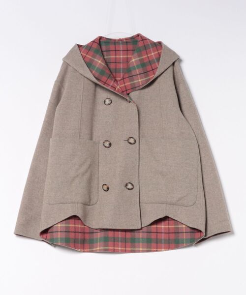 Vivienne Westwood(ヴィヴィアンウエストウッド)の「タータンチェックリバーフード付ショートコート(その他アウター・レディース・グレー系その他2/ベージュ系その他2・FREE)」の2枚目の写真