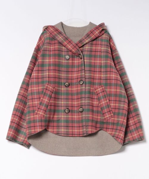 Vivienne Westwood(ヴィヴィアンウエストウッド)の「タータンチェックリバーフード付ショートコート(その他アウター・レディース・グレー系その他2/ベージュ系その他2・FREE)」の5枚目の写真
