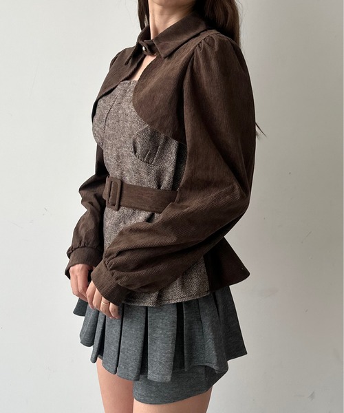 HEIREN(ヘイレーン)の「ボレロ×キャミビスチェドッキングトップス(シャツ/ブラウス・レディース・ブラック/ブラウン・FREE)」の17枚目の写真