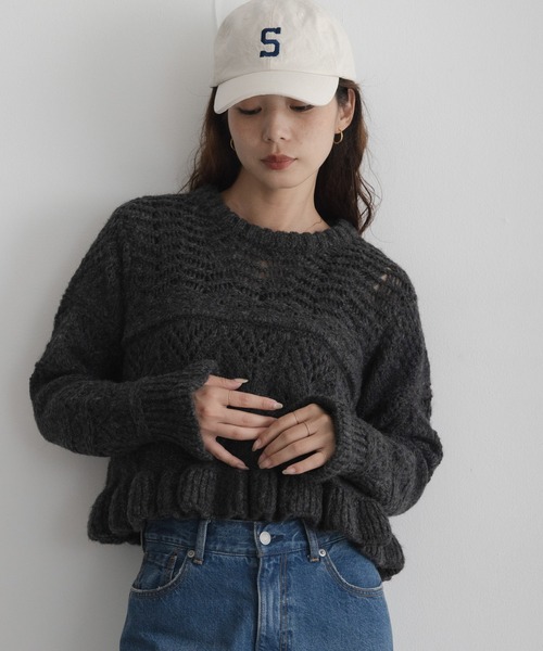 URBAN RESEARCH Sonny Label(アーバンリサーチサニーレーベル)の「アイレットフリルニット(ニット/セーター・レディース・アイボリー/イエロー/チャコールグレー・FREE)」の12枚目の写真