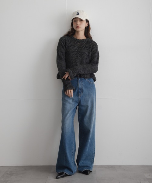 URBAN RESEARCH Sonny Label(アーバンリサーチサニーレーベル)の「アイレットフリルニット(ニット/セーター・レディース・アイボリー/イエロー/チャコールグレー・FREE)」の16枚目の写真