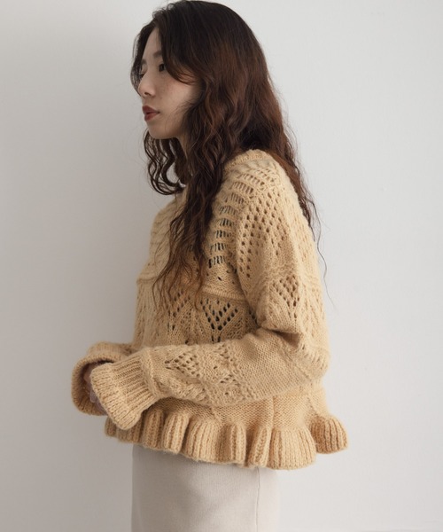 URBAN RESEARCH Sonny Label(アーバンリサーチサニーレーベル)の「アイレットフリルニット(ニット/セーター・レディース・アイボリー/イエロー/チャコールグレー・FREE)」の21枚目の写真