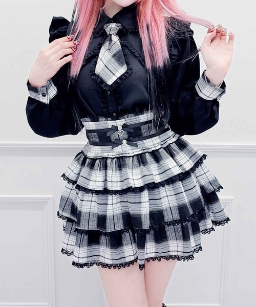 MA*RS(アメーバーマーズ)の「チェック柄ネクタイ付きブラウス(シャツ/ブラウス・レディース・ピンク/ブラック×レッド/レッド/ホワイト×ネイビー/ブラック・FREE)」の1枚目の写真