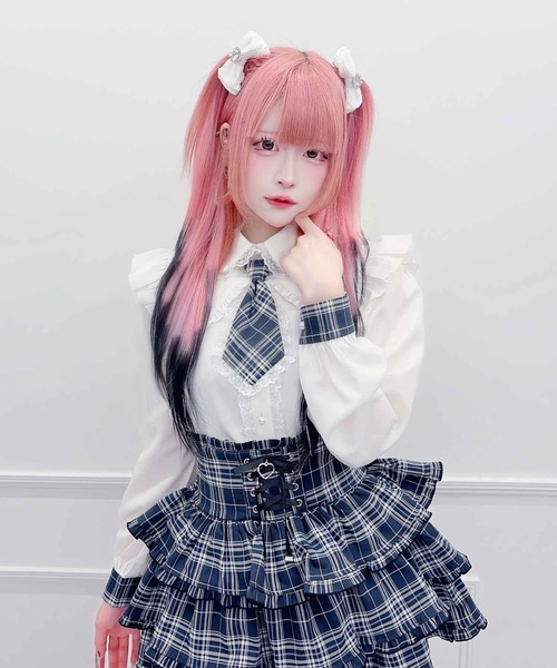 MA*RS(アメーバーマーズ)の「チェック柄ネクタイ付きブラウス(シャツ/ブラウス・レディース・ピンク/ブラック×レッド/レッド/ホワイト×ネイビー/ブラック・FREE)」の7枚目の写真