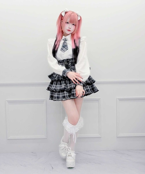 MA*RS(アメーバーマーズ)の「チェック柄ネクタイ付きブラウス(シャツ/ブラウス・レディース・ピンク/ブラック×レッド/レッド/ホワイト×ネイビー/ブラック・FREE)」の9枚目の写真