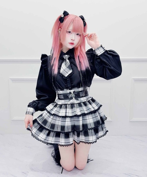 MA*RS(アメーバーマーズ)の「チェック柄ネクタイ付きブラウス(シャツ/ブラウス・レディース・ピンク/ブラック×レッド/レッド/ホワイト×ネイビー/ブラック・FREE)」の12枚目の写真
