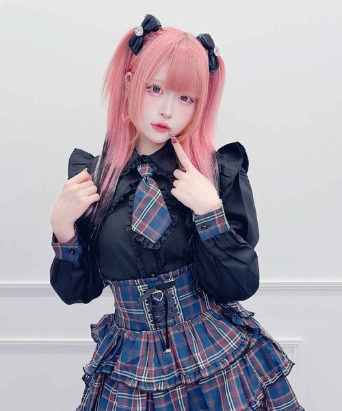 MA*RS(アメーバーマーズ)の「チェック柄ネクタイ付きブラウス(シャツ/ブラウス・レディース・ピンク/ブラック×レッド/レッド/ホワイト×ネイビー/ブラック・FREE)」の15枚目の写真