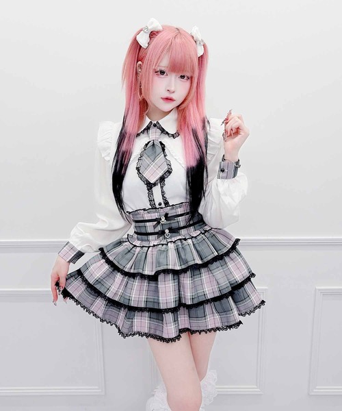 MA*RS(アメーバーマーズ)の「チェック柄ネクタイ付きブラウス(シャツ/ブラウス・レディース・ピンク/ブラック×レッド/レッド/ホワイト×ネイビー/ブラック・FREE)」の18枚目の写真