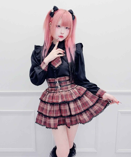 MA*RS(アメーバーマーズ)の「チェック柄ネクタイ付きブラウス(シャツ/ブラウス・レディース・ピンク/ブラック×レッド/レッド/ホワイト×ネイビー/ブラック・FREE)」の21枚目の写真