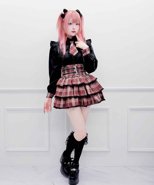 MA*RS(アメーバーマーズ)の「チェック柄ネクタイ付きブラウス(シャツ/ブラウス・レディース・ピンク/ブラック×レッド/レッド/ホワイト×ネイビー/ブラック・FREE)」の22枚目の写真