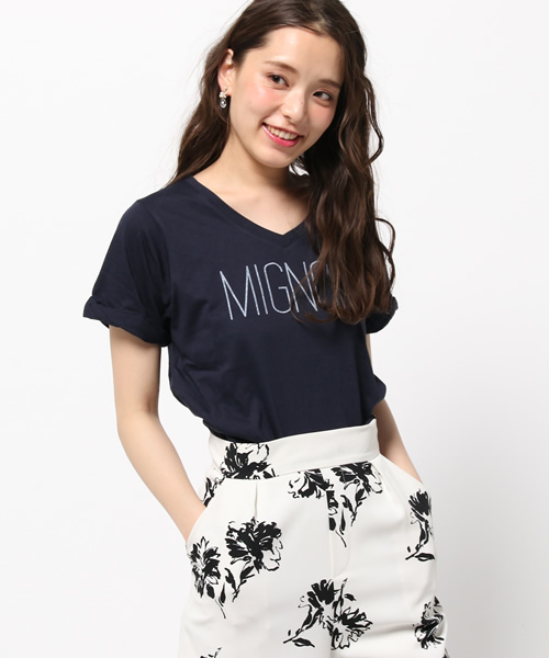 31 Sons de mode（トランテアン　ソン　ドゥ　モード）の「ＶネックロゴＴシャツ（Tシャツ/カットソー・レディース・ライトグレー/ネイビー/オフホワイト・36）」の3枚目の写真